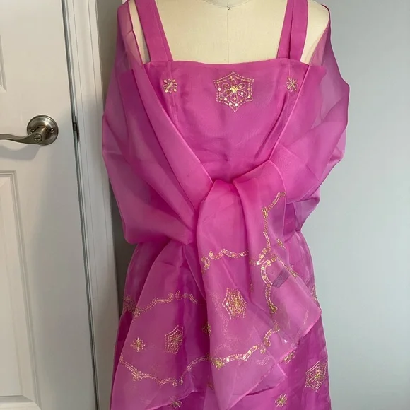 Ann Taylor Vintage, 100% Silk 3pcs Evening Wear (w/Matching Shawl) Size:  2 - Picture 4 of 15